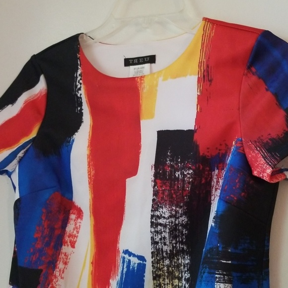 TREU Womens Primary Abstract Paint Splatter Dress - Picture 5 of 10